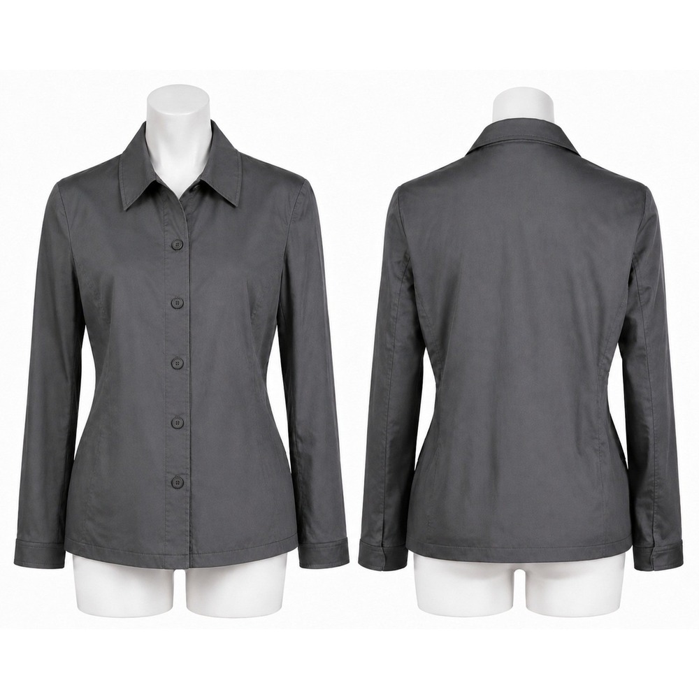Chico's No Iron Shirt Womens Size 1 ( 8/10 )  Button Up Blouse Top Grat
